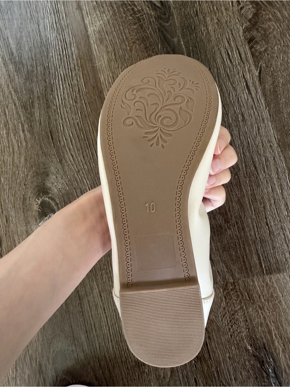 Women’s Cream Ballet Flats - Comfortable Slip-On Flats - Picture 3 of 3